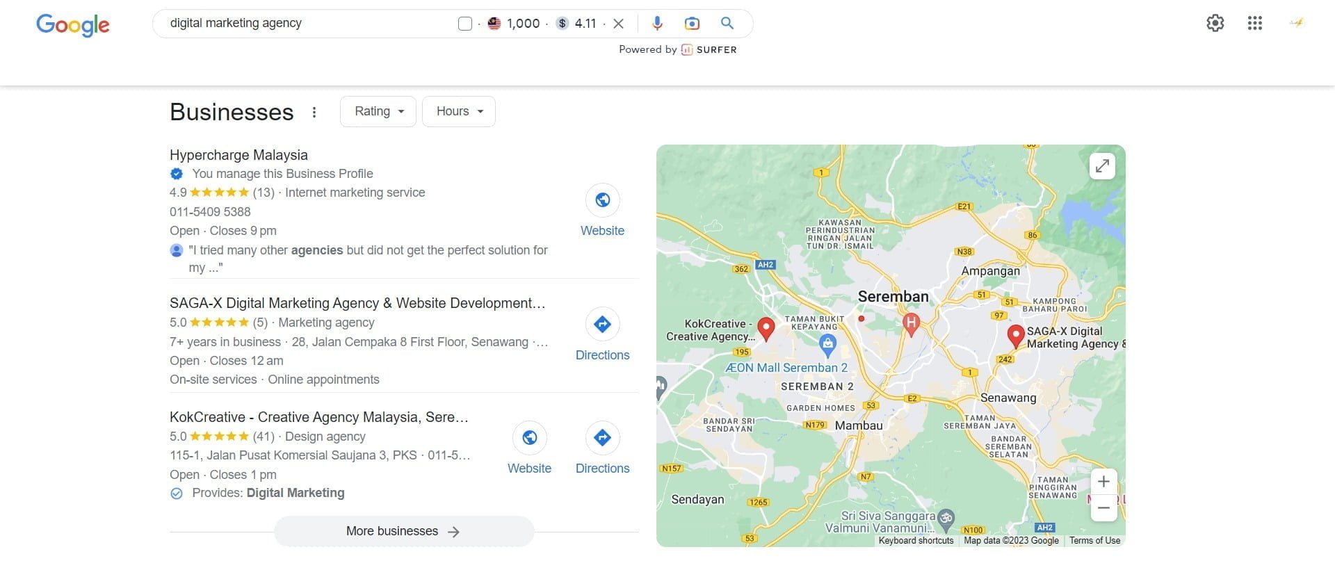 google maps google business profile of digital marketing agency