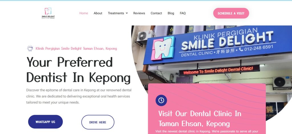Preview of a modern dental website design with interactive features
