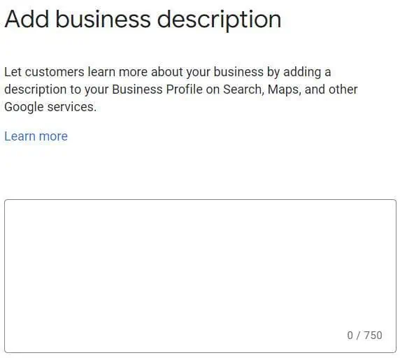 Add a business description