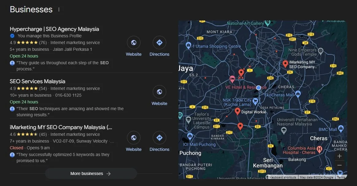 Image 14: google maps ranking for the keyword seo agency malaysia